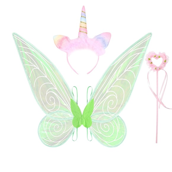Fairy Costume Girls Angel Wing Hallow Fairy Wand, Fairy Headdress Set Cosplay - Picture 1 of 7